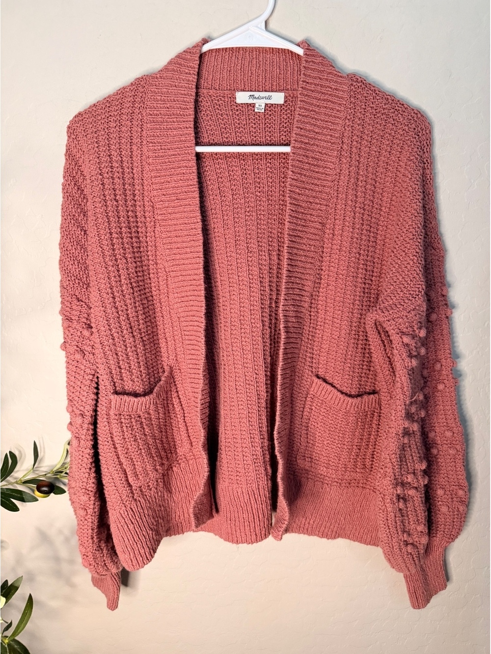 Madewell 100% cotton bobble mauve cardigan